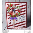CURVY GIRL with a heart wreath rubber stamp